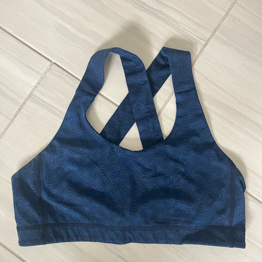 Lululemon Blue Sports Bra with Crisscross Straps